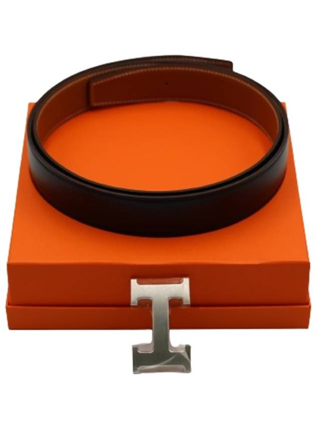 H Buckle 32MM Reversible Leather Belt Gris Moyen Noir Gold - HERMES - BALAAN 5