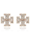 Crystal Logo Stud Earrings Rose Gold - TORY BURCH - BALAAN 2