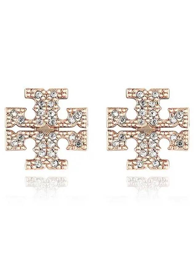 Crystal Logo Stud Earrings Rose Gold - TORY BURCH - BALAAN 6