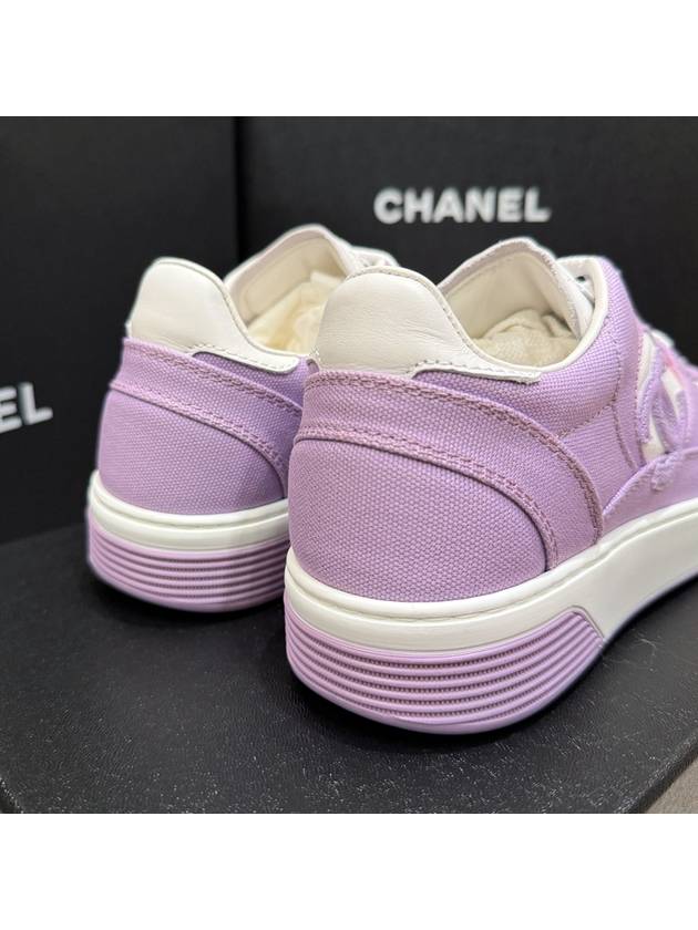 Women's Cotton Sneakers CC Logo Lilac Purple - CHANEL - BALAAN 9