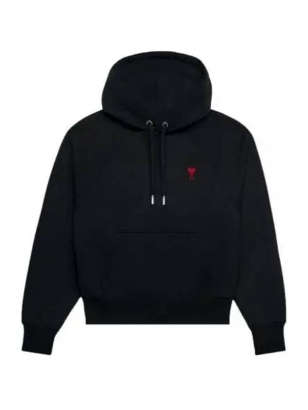 Heart Logo Cotton Hoodie Black - AMI - BALAAN 2