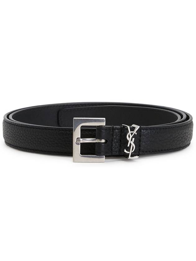 Men's Monogram Grain Belt Black - SAINT LAURENT - BALAAN 2