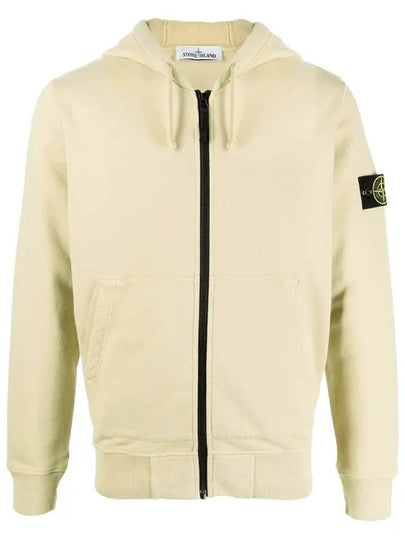 Wappen Patch Cotton Fleece Zip Up Hoodie Beige - STONE ISLAND - BALAAN 2