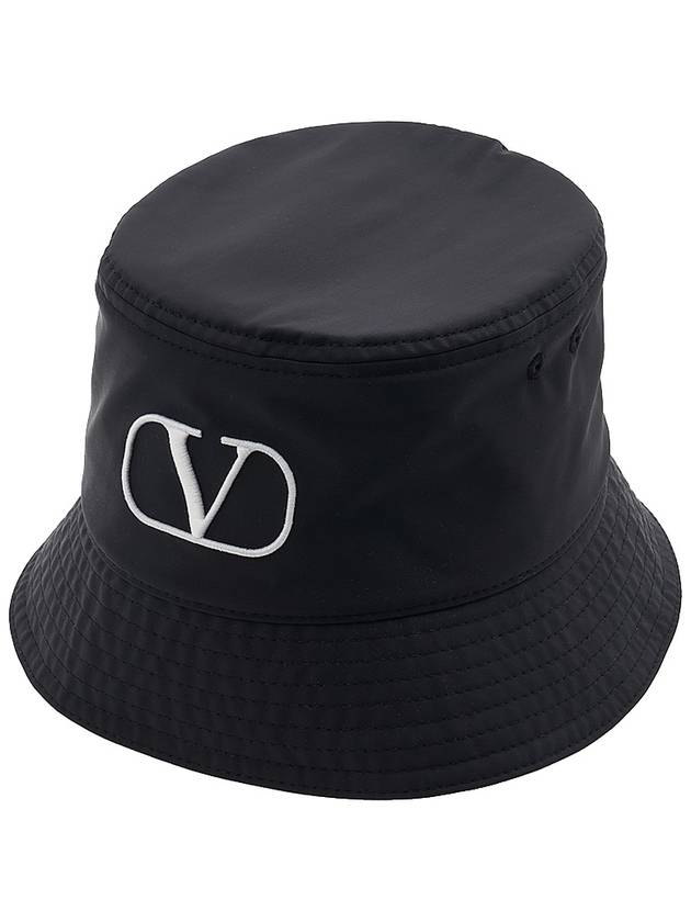 Signature V Logo Bucket Hat Black - VALENTINO - BALAAN 11