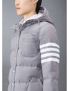 Downfilled Ripstop Classic 4 Striped Hoodie Down Long Padding Grey - THOM BROWNE - BALAAN 3