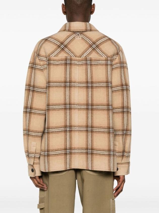 Kervon Check Wool Shirt Jacket Camel - ISABEL MARANT - BALAAN 4