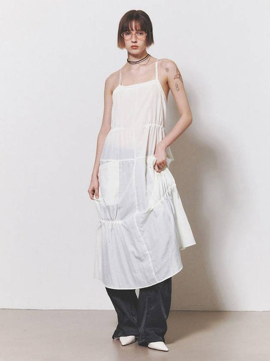 String Pocket Sleeveless Long Dress Ivory - NUAKLE - BALAAN 1