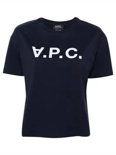 Logo Print Crew Neck Short Sleeve T-Shirt Navy - A.P.C. - BALAAN 2