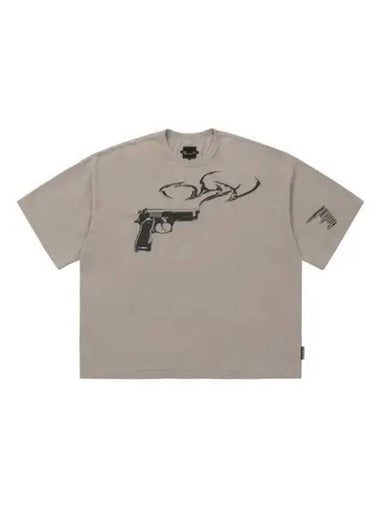 Gun Shot Short Sleeve T Shirt Beige - AJOBYAJO - BALAAN 1