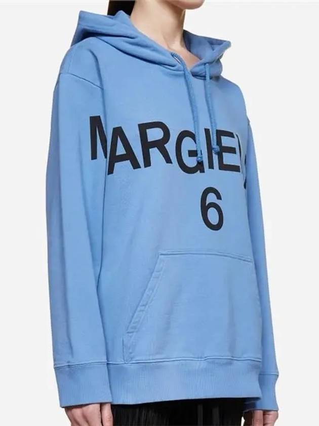 Maxi Logo Oversized Cotton Hoodie Blue - MAISON MARGIELA - BALAAN 6