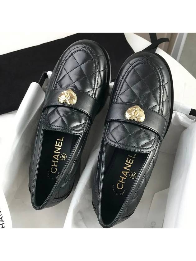 Metal Heart Chunky Heel Lambskin Loafers Black - CHANEL - BALAAN 3