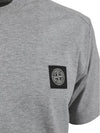 Logo Patch Cotton Short Sleeve T-Shirt Dust Melange Grey - STONE ISLAND - BALAAN 4