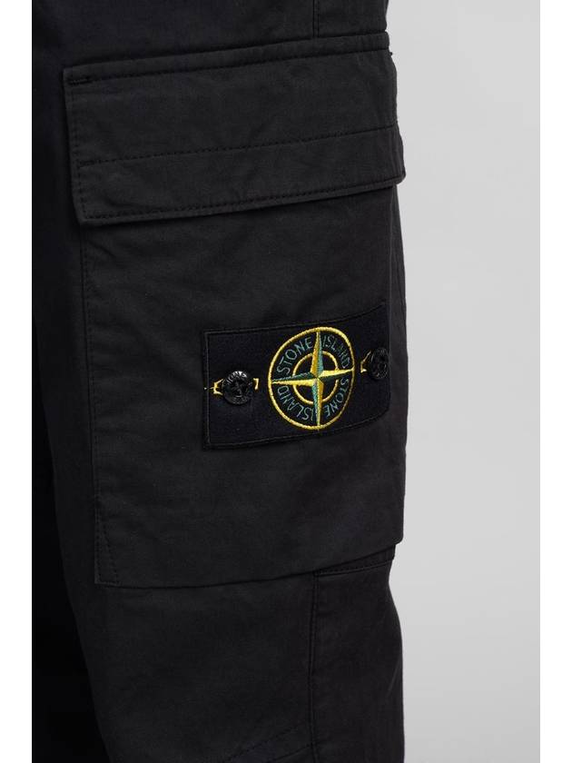 Stretch Cotton Wool Satin Straight Pants Black - STONE ISLAND - BALAAN 5