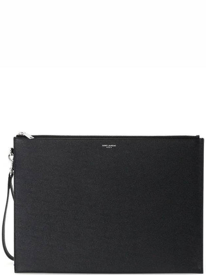 Grain Leather Clutch Bag Black - SAINT LAURENT - BALAAN 2