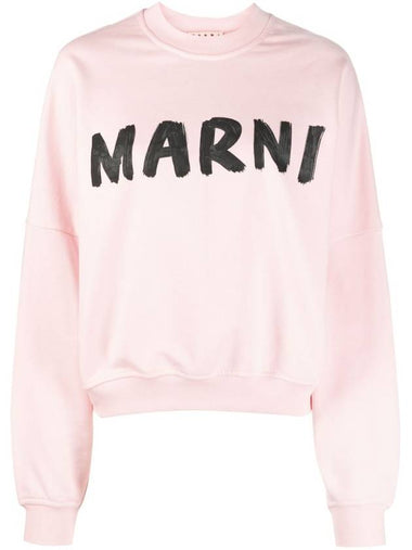 Logo Print Cotton Sweatshirt Pink Gummy - MARNI - BALAAN 1