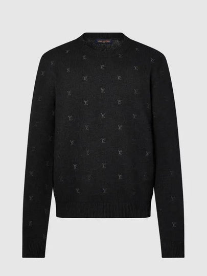 Embroidered Signature Merino Crew Neck Knit Top Black - LOUIS VUITTON - BALAAN 2