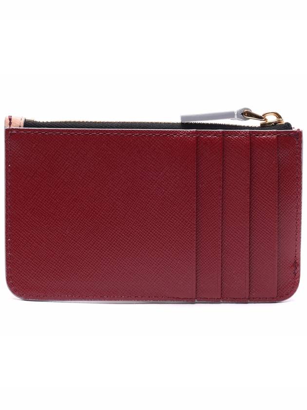 Saffiano Two-Tone Zipper Card Wallet Lily White Pale Peach - MARNI - BALAAN 5