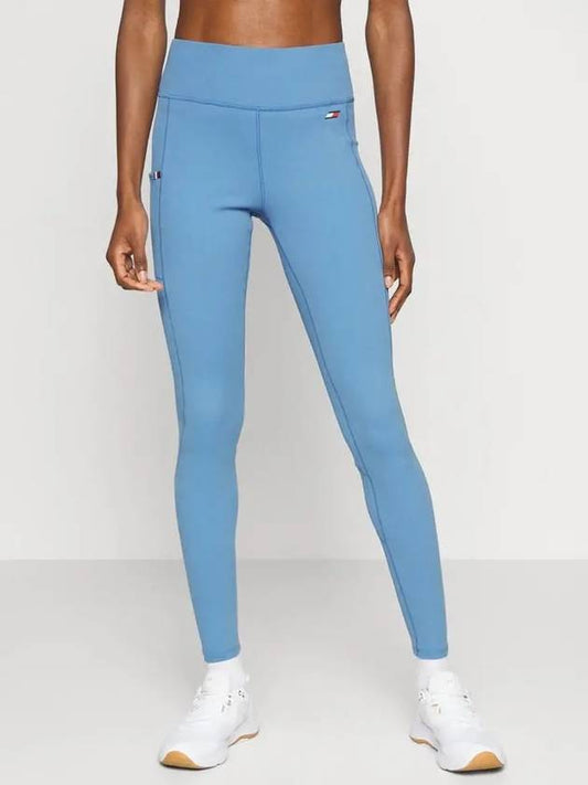 High Waist Mixed Ribbed Leggings Blue - TOMMY HILFIGER - BALAAN 2