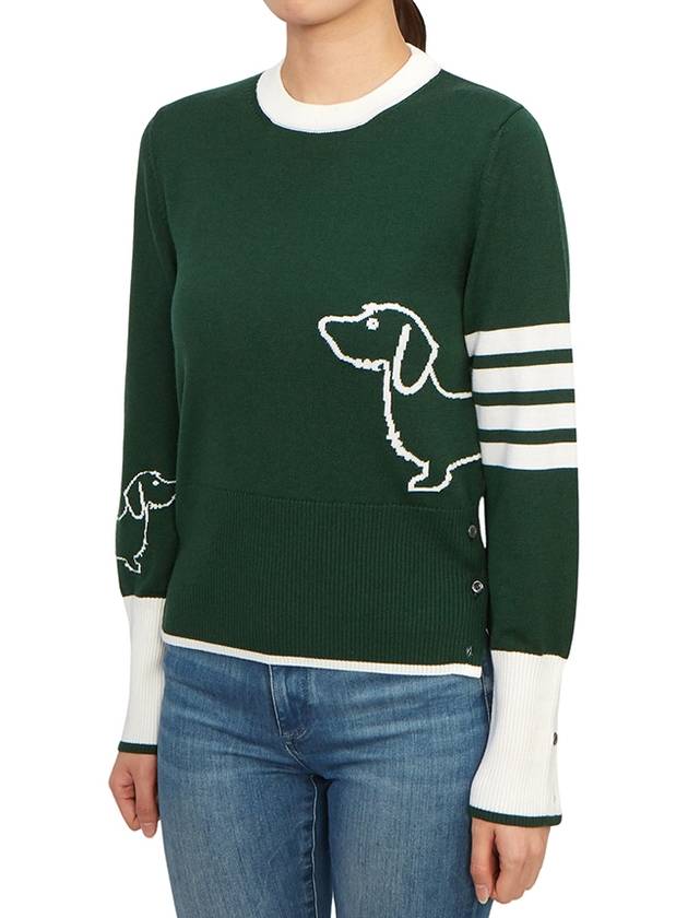 4 Bar Fine Merino Hector Crew Neck Pullover Knit Top Green - THOM BROWNE - BALAAN 3