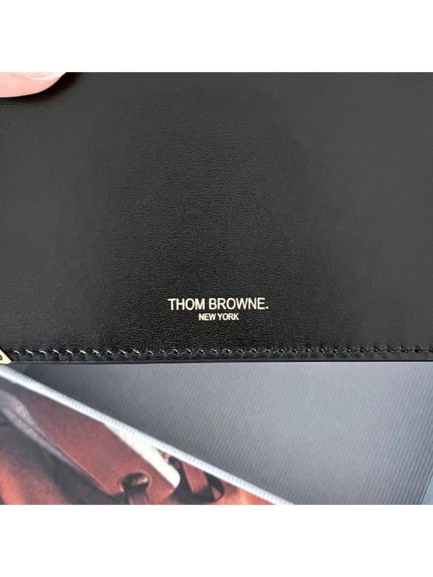 Three Stripe Tab Enamel Corner Zipper Card Wallet Black - THOM BROWNE - BALAAN 4