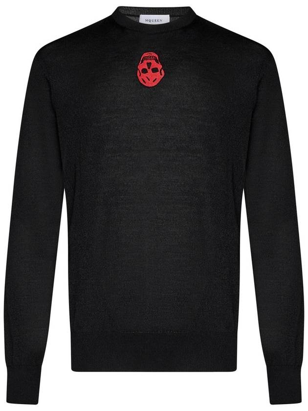 Skull Embroidered Knit Top Black - ALEXANDER MCQUEEN - BALAAN 2