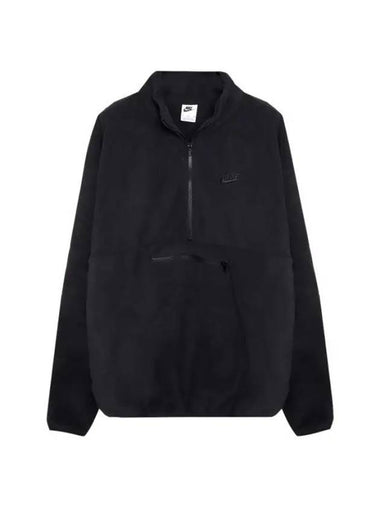 Men's Club Embroidered Logo Fleece Half Zip Sweatshirt Black - NIKE - BALAAN 1