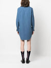 Women's Button Down Shirt Short Dress Blue - THOM BROWNE - BALAAN 8