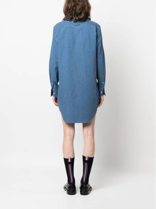 Women's Button Down Shirt Short Dress Blue - THOM BROWNE - BALAAN 8