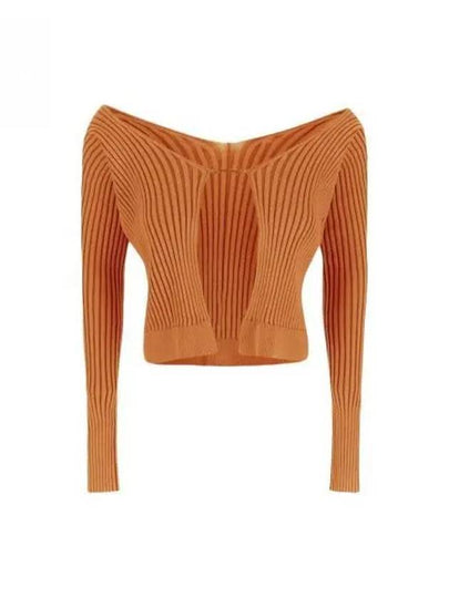 La Maille Pralu Longue Micro Charm Logo Cardigan Light Orange - JACQUEMUS - BALAAN 2