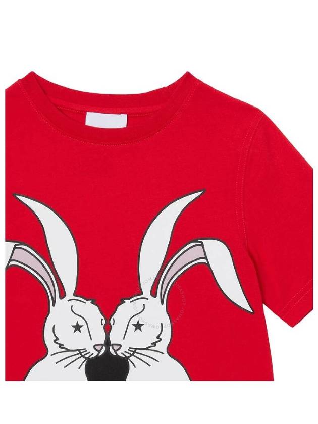 Burberry Girls Bright Red Rabbit Print Cotton T Shirt Size 8Y - BURBERRY - BALAAN 3