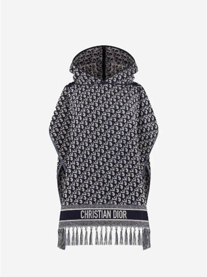 Oblique Hoodie Poncho Cotton Navy Blue - DIOR - BALAAN 2