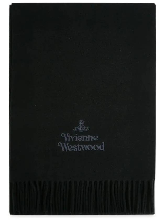 Logo Wool Fringe Muffler Anthracite Black - VIVIENNE WESTWOOD - BALAAN 2