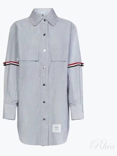 Mini Oversized Striped Shirt Short Dress Med Grey - THOM BROWNE - BALAAN 2