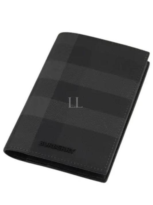 Check Pattern Leather Card Wallet Grey - BURBERRY - BALAAN 2