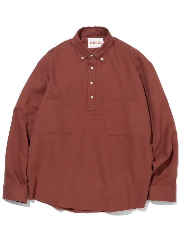 Peach Twill Pullover Button Down Ver.2 Polo Shirt Brick - KINDS - BALAAN 3