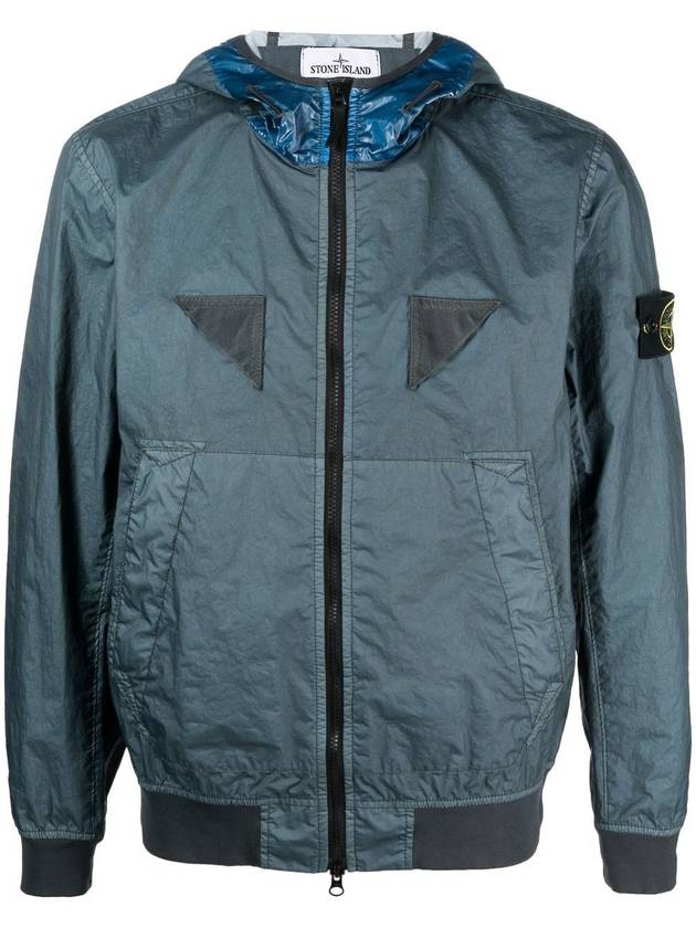 Wappen Patch Nylon Hooded Jacket Blue - STONE ISLAND - BALAAN 1