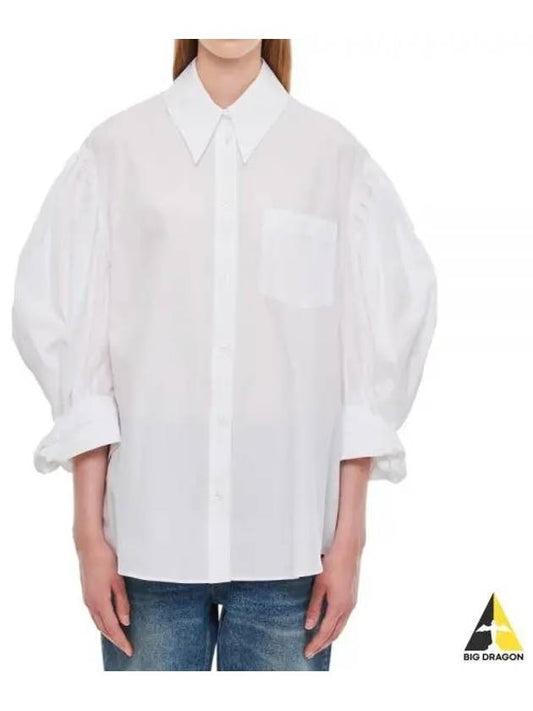 Simone Rocha Oversized Roll up Sleeve Shirt White 51030109 - SIMONE ROCHA - BALAAN 1