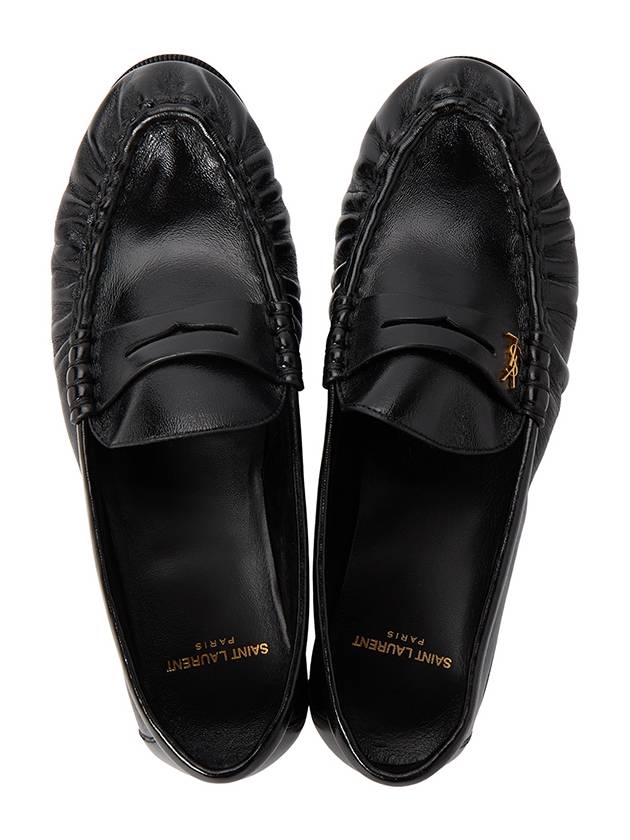 Le Signature Cassandre Logo Plaque Lamb Skin Loafer Black - SAINT LAURENT - BALAAN 3