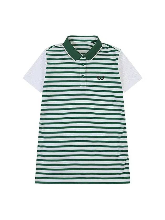 Poly Rayon Stripe Yoko Golf T-Shirt GREEN - WHITEBALL - BALAAN 6