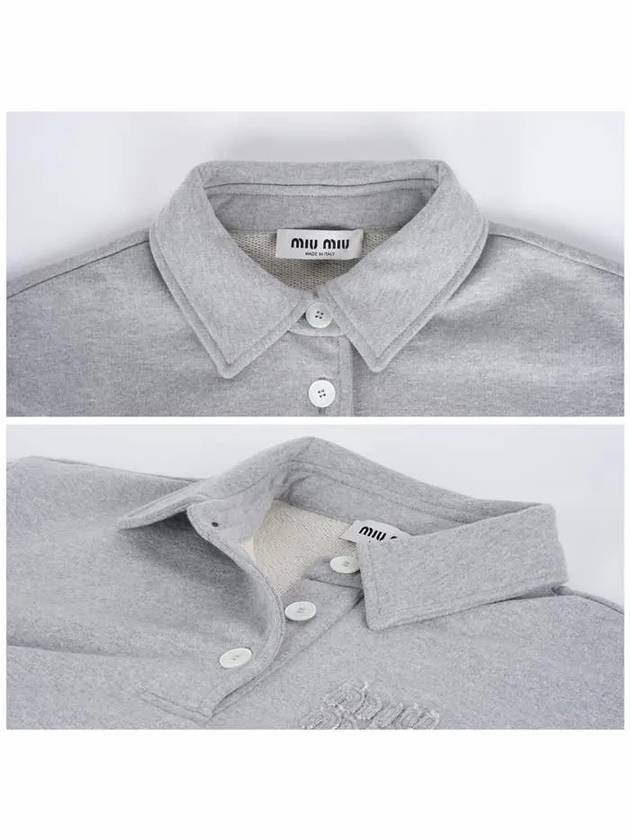 Raw Cut Polo Shirt Collar Sweatshirt Grey - MIU MIU - BALAAN 6