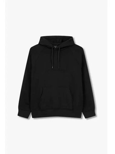 Men s Embossed Logo Raglan Hooded Sweatshirt Black - EMPORIO ARMANI - BALAAN 1