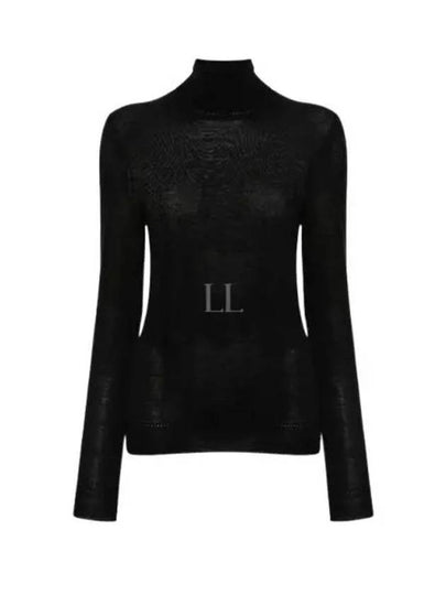 Cassandre Wool Turtle Neck Black - SAINT LAURENT - BALAAN 2