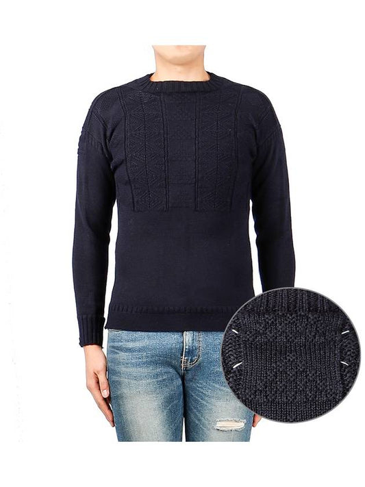 Men's Logo Back Wool Knit Top Dark Navy - MAISON MARGIELA - BALAAN 2