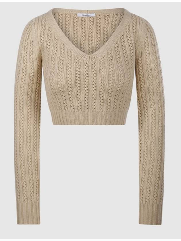 Ifrem Wool Cashmere Crop Knit Top Beige - MAX MARA - BALAAN 2