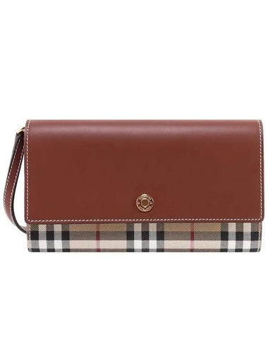 Vintage Check Leather Long Wallet Brown - BURBERRY - BALAAN 1