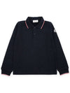 Kids Patch Logo Collar Three Line Cotton Polo Shirt Navy - MONCLER - BALAAN 4