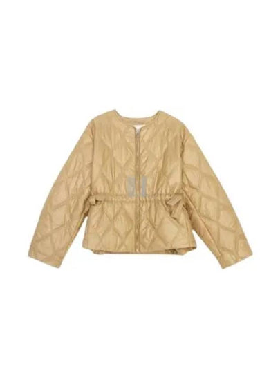 Women's Quilted Recycled Nylon Down Zip-Up Jacket Beige - GANNI - BALAAN 2