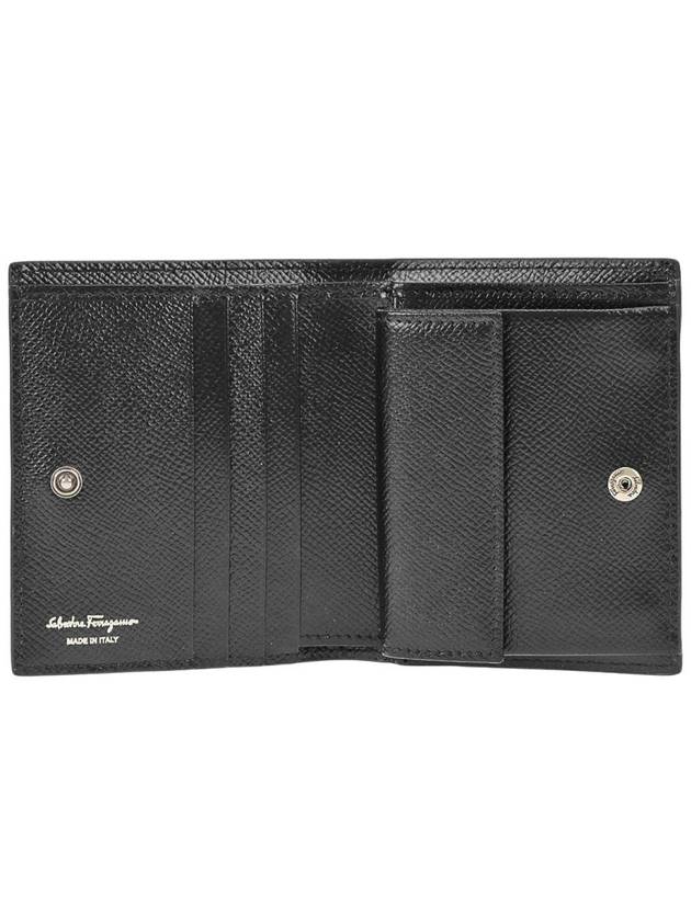 Gancini Compact Half Wallet Black - SALVATORE FERRAGAMO - BALAAN 3