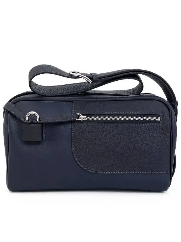 Petite Courier Bleu Nuit Caban silver engraved B 4HB0443 - HERMES - BALAAN 1