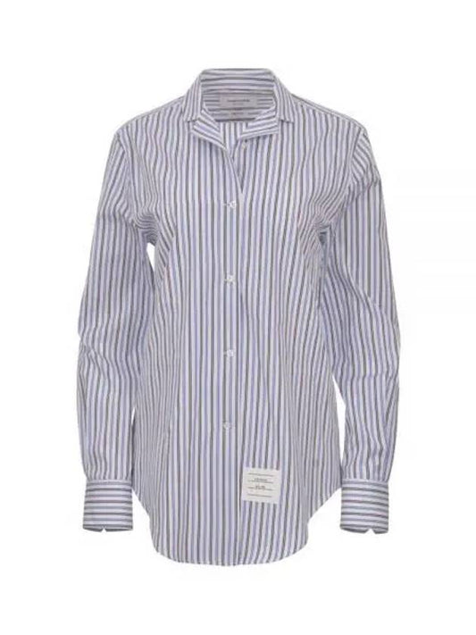 Striped Print Long Sleeve Shirt Blue - THOM BROWNE - BALAAN 2